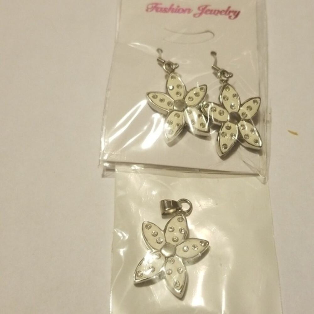Stainless steel Pendant and earings with‎ CZS. new
